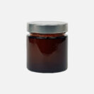 amber jar with silver lid